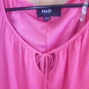 NAIF Pink Midi Dress with Tie Detail
